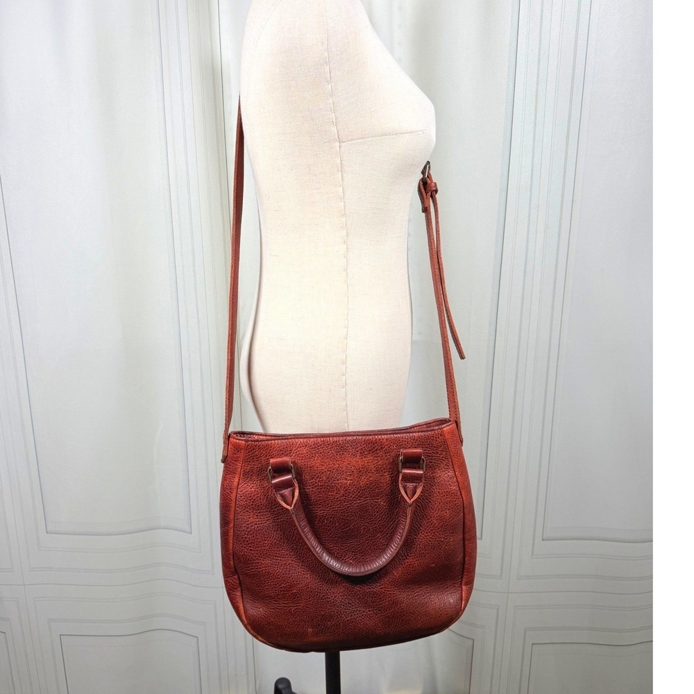 Lifetime Leather Cognac Brown Full Grain Leather Satchel Crossbody Tote